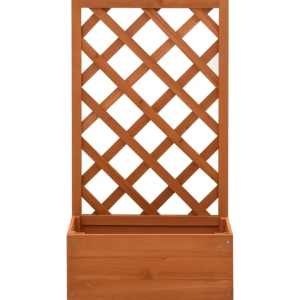 Sale Odlingslåda med spaljé orange 50x25x90 cm massivt granträ Planteringsbänkar