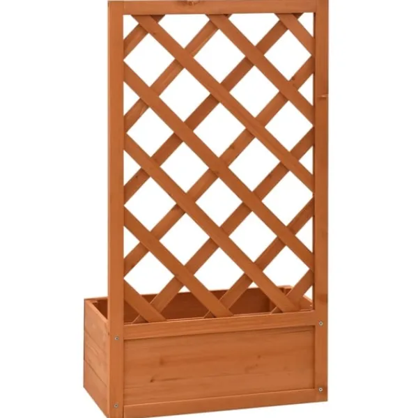 Sale Odlingslåda med spaljé orange 50x25x90 cm massivt granträ Planteringsbänkar