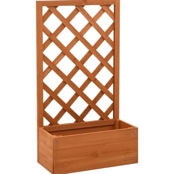 Hot Odlingslåda med spaljé orange 50x25x90 cm massivt granträ Planteringsbänkar
