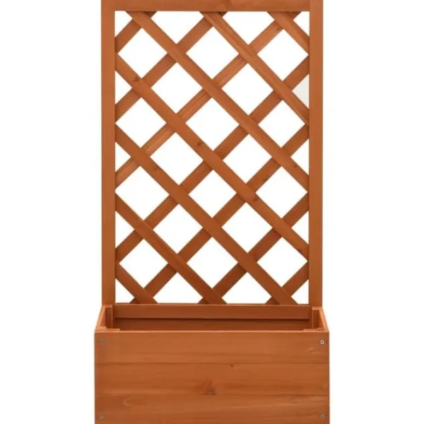 Hot Odlingslåda med spaljé orange 50x25x90 cm massivt granträ Planteringsbänkar