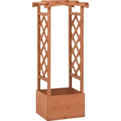 Discount Odlingslåda med spaljébåge i granträ - Perfekt för klätterväxter | Storlek: 49x39x117 cm Valvbågar, Spaljéer, Bersåer & Pergolor