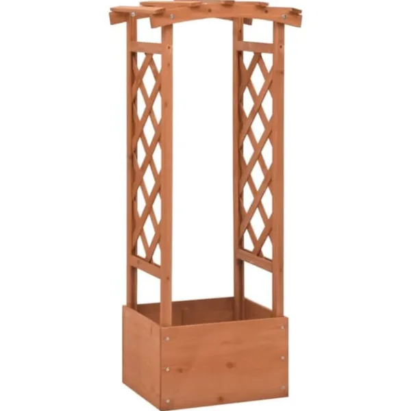 Discount Odlingslåda med spaljébåge i granträ - Perfekt för klätterväxter | Storlek: 49x39x117 cm Valvbågar, Spaljéer, Bersåer & Pergolor