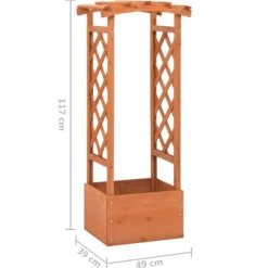 Discount Odlingslåda med spaljébåge i granträ - Perfekt för klätterväxter | Storlek: 49x39x117 cm Valvbågar, Spaljéer, Bersåer & Pergolor
