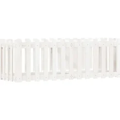 vidaXL Odlingslåda med staket-design vit 150x50x50 cm massiv furu