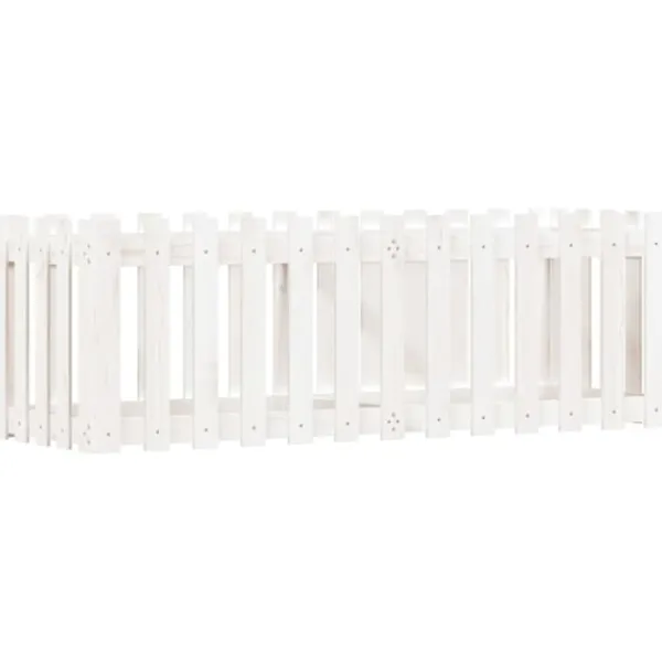 vidaXL Odlingslåda med staket-design vit 150x50x50 cm massiv furu