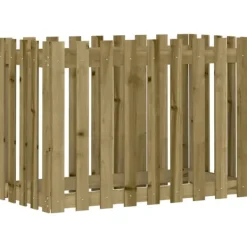 vidaXL Odlingslåda med staket-design 100x50x70 cm impregnerad furu