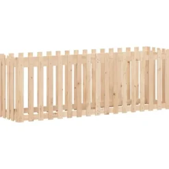 vidaXL Odlingslåda med staket-design 200x50x70 cm massiv furu