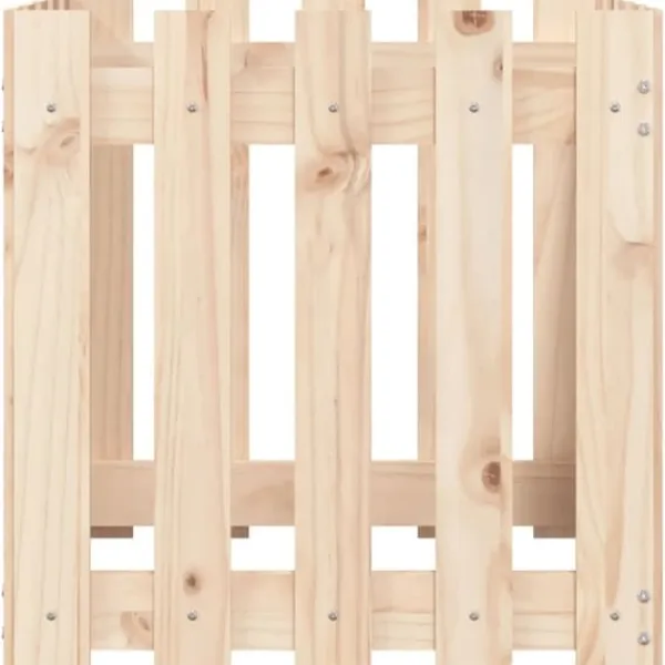 Odlingslåda med staket-design i massiv furu | Storlek: 50x50x50 cm