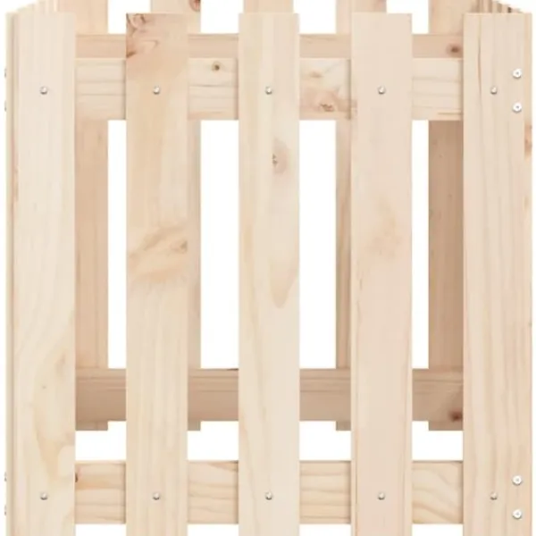 Odlingslåda med staket-design i massiv furu | Storlek: 50x50x50 cm