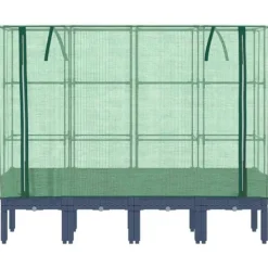 Odlingslåda med växthusöverdrag - Robust design i rottinglook | Storlek: 160x40x140 cm | Färg: Beige