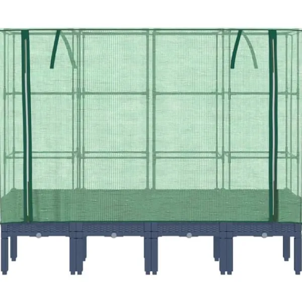Odlingslåda med växthusöverdrag - Robust design i rottinglook | Storlek: 160x40x140 cm | Färg: Beige