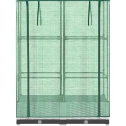 Best Odlingslåda med växthusöverdrag rottinglook 80x40x123 cm Växthus