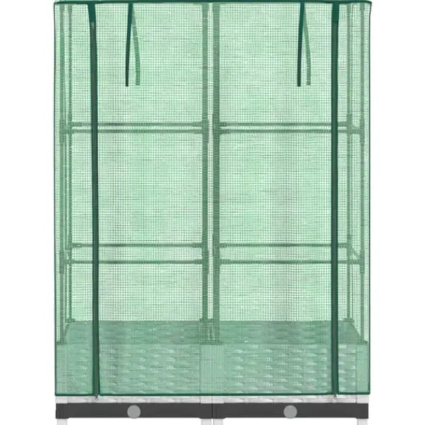Best Odlingslåda med växthusöverdrag rottinglook 80x40x123 cm Växthus