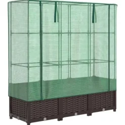 Hot Odlingslåda med växthusöverdrag rottinglook 120x40x138 cm Växthus