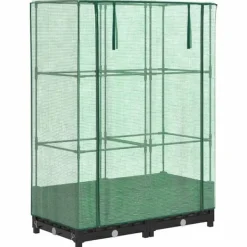 Outlet Odlingslåda med växthusöverdrag rottinglook 80x40x123 cm Växthus
