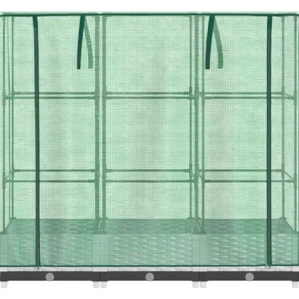 Outlet Odlingslåda med växthusöverdrag rottinglook 120x40x123 cm Växthus
