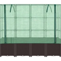 vidaXL Odlingslåda med växthusöverdrag rottinglook 160x40x153 cm