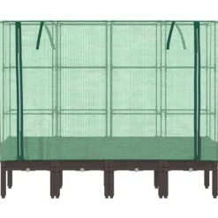 vidaXL Odlingslåda med växthusöverdrag rottinglook 160x40x140 cm