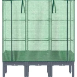 Odlingslåda med växthusöverdrag rottinglook 120x40x140 cm Växthus
