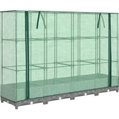 Outlet Odlingslåda med växthusöverdrag rottinglook 160x40x123 cm Växthus