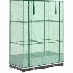 Discount Odlingslåda med växthusöverdrag rottinglook 80x40x123 cm Växthus