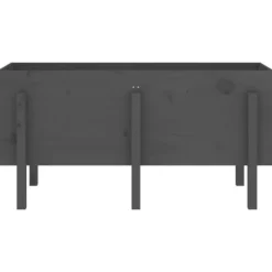 Odlingslåda på ben i massivt furuträ - Höjd: 57 cm | Färg: Grå | Storlek: 121x50 cm