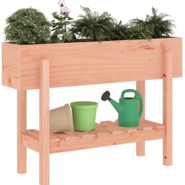 Best Odlingslåda på ben 101x30x69 cm massivt douglasträ Planteringsbänkar