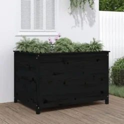 vidaXL Odlingslåda på ben 119,5x82,5x78 cm svart massiv furu