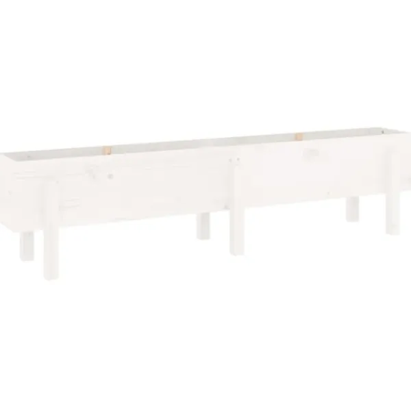 Outlet Odlingslåda på ben 160x30x38 cm vit massiv furu Planteringsbänkar