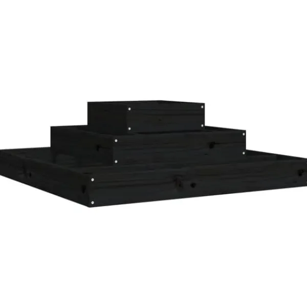 Odlingslåda svart 80x80x27 cm massiv furu - Odlingslåda Upphöjd - Odlingslådor Upphöjda - Home & Living