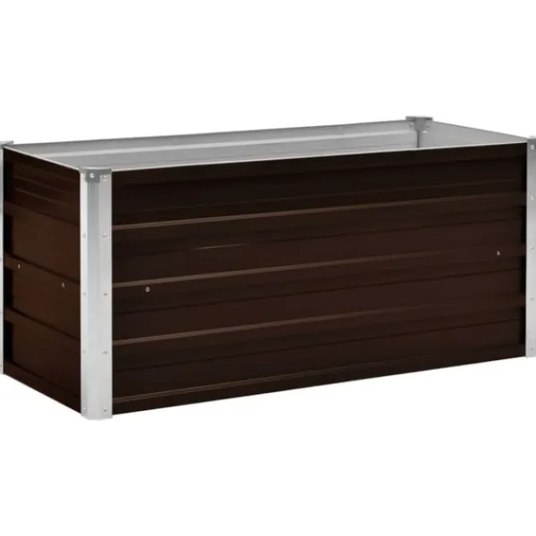 Outlet Odlingslåda upphöjd brun 100x40x45 cm galvaniserat stål Krukor & Växtbehållare