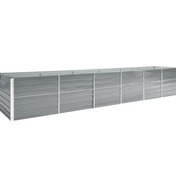 vidaXL Odlingslåda upphöjd galvaniserat stål 480x80x77 cm grå