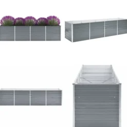 Sale Odlingslåda upphöjd galvaniserat stål 320x80x77 cm grå - Odlingslåda - Odlingslådor - Home & Living Krukor & Växtbehållare