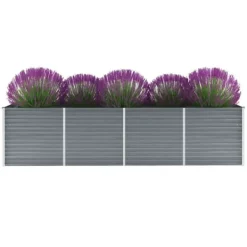 Sale Odlingslåda upphöjd galvaniserat stål 320x80x77 cm grå - Odlingslåda - Odlingslådor - Home & Living Krukor & Växtbehållare