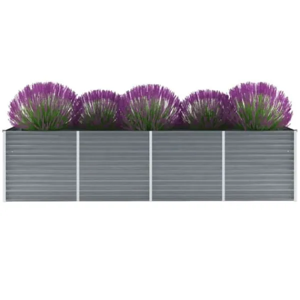 Sale Odlingslåda upphöjd galvaniserat stål 320x80x77 cm grå - Odlingslåda - Odlingslådor - Home & Living Krukor & Växtbehållare