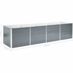 Sale Odlingslåda upphöjd galvaniserat stål 320x80x77 cm grå - Odlingslåda - Odlingslådor - Home & Living Krukor & Växtbehållare