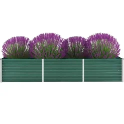 vidaXL Odlingslåda upphöjd galvaniserat stål 240x80x45 cm grön