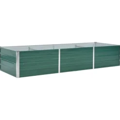vidaXL Odlingslåda upphöjd galvaniserat stål 240x80x45 cm grön