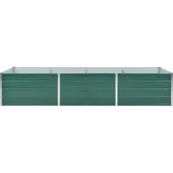 vidaXL Odlingslåda upphöjd galvaniserat stål 240x80x45 cm grön