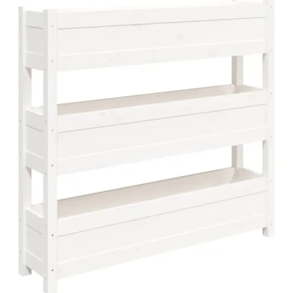 vidaXL Odlingslåda vit 112x25x104,5 cm massiv furu