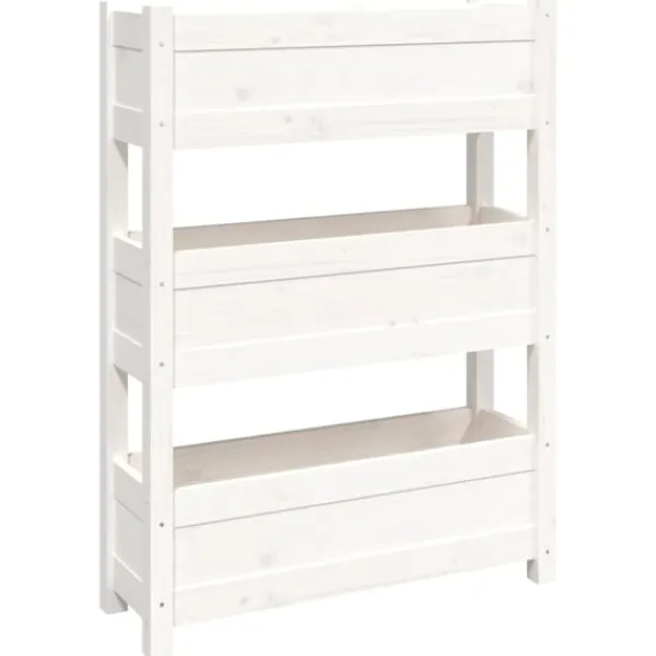 vidaXL Odlingslåda vit 77x25x104,5 cm massiv furu