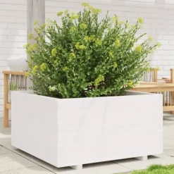 vidaXL Odlingslåda vit 90x90x49,5 cm massiv furu