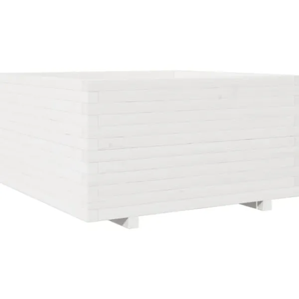vidaXL Odlingslåda vit 90x90x49,5 cm massiv furu