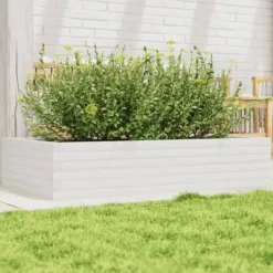 vidaXL Odlingslåda vit 110x60x23 cm massiv furu
