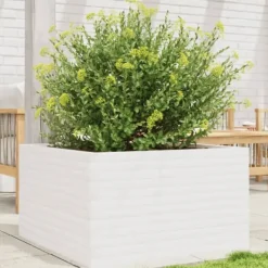 vidaXL Odlingslåda vit 80x80x45,5 cm massiv furu