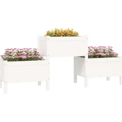 Outlet Odlingslåda Vit 178,5x44x75 cm massiv furu Planteringsbänkar