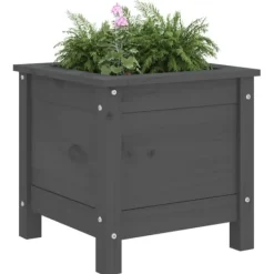 Sale Odlingslåda 40x40x39 cm grå massiv furu Krukor & Växtbehållare