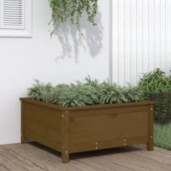 Best Odlingslåda 82,5x82,5x39 cm honungsbrun massiv furu Planteringsbänkar