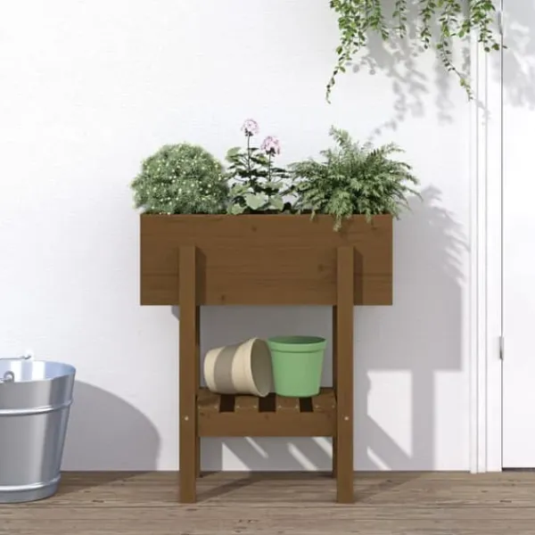 vidaXL Odlingslåda 62x30x69 cm honungsbrun massiv furu