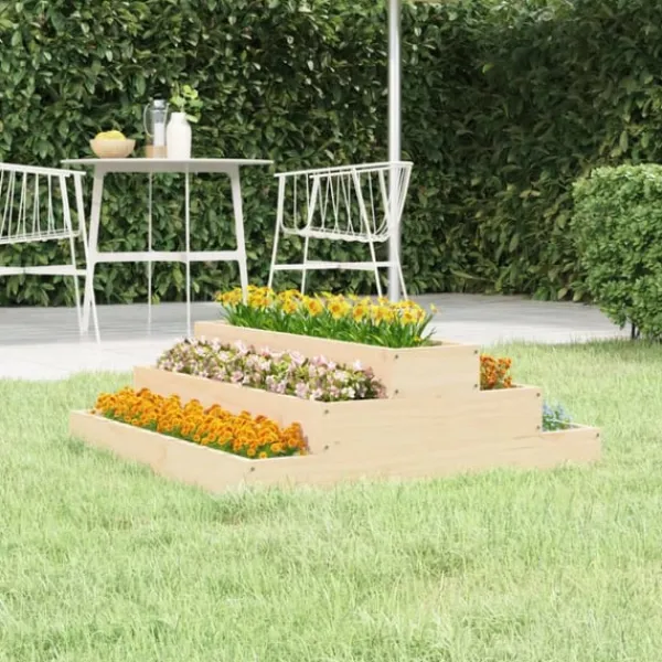 vidaXL Odlingslåda 80x80x27 cm massiv furu
